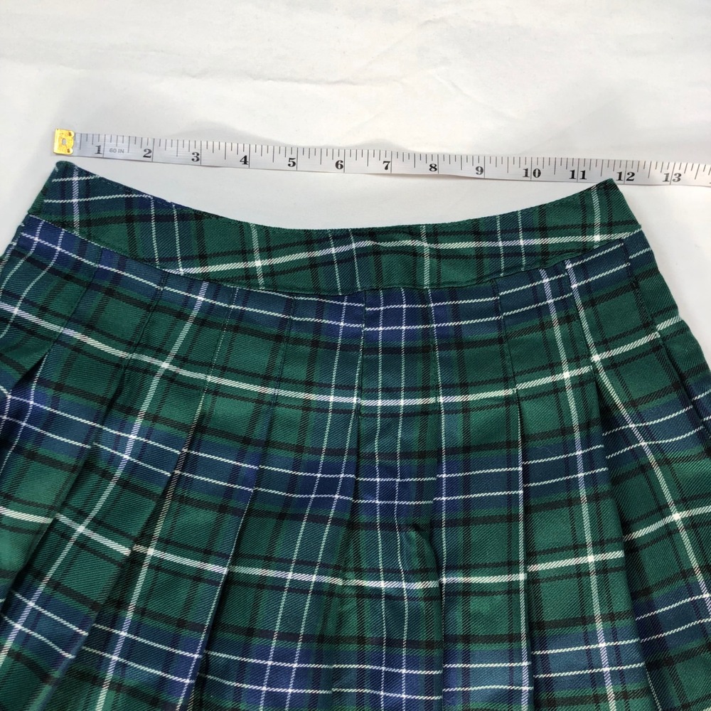 Forever 21 Green Blue Plaid Pleated Mini Skirt XS Tartan Schoolgirl Preppy 00579 - Picture 4 of 7